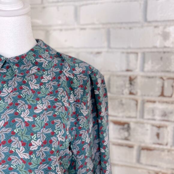 Vintage 80s Miss Sophisticates by Pendleton Floral and Leaf Print Top 8 - Picture 1 of 13